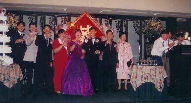 Toasting at wedding banquet